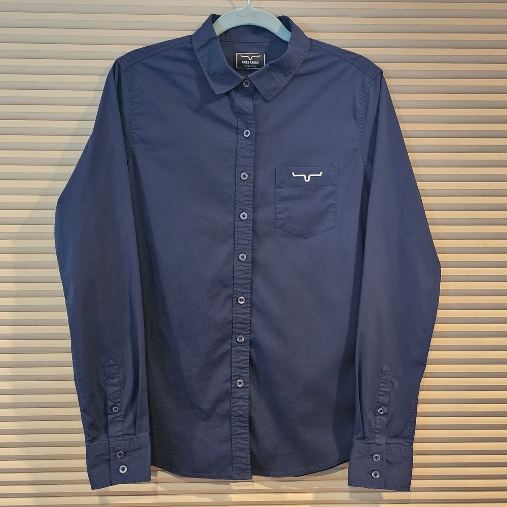 Kimes Ranch KR Team Mens Navy Blue Coolmax Western Long Sleeve Shirt L-Long